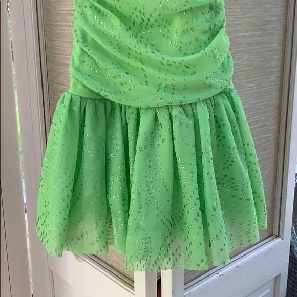 IZ Beyer Girl Dress, Formal Green Sparkle Dress, One Shoulder Party Dress - Picture 4 of 10